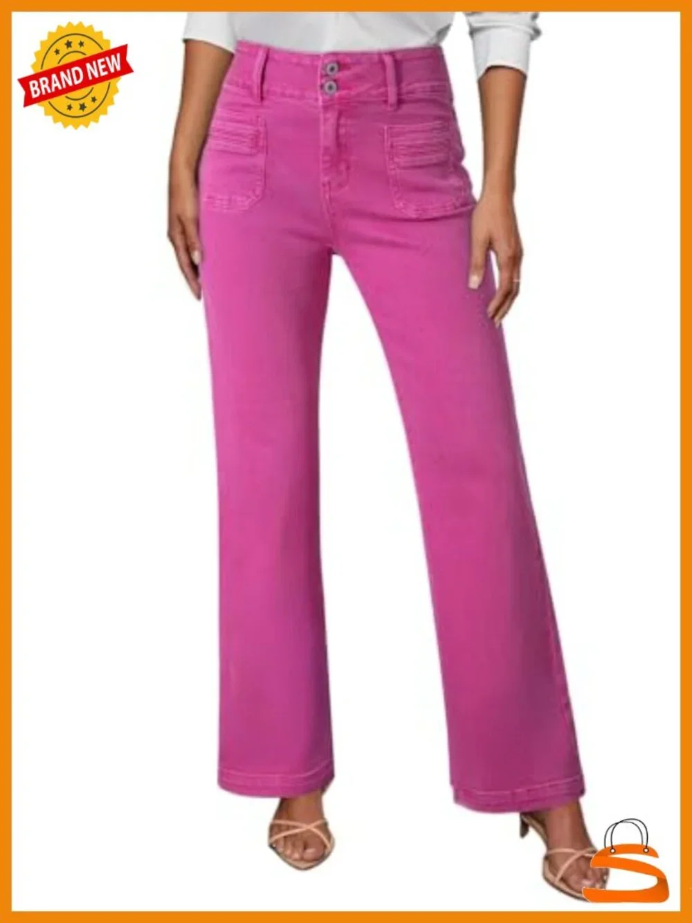 Women's Wide Leg Jeans High Waisted Tummy Control Stretchy Pockets